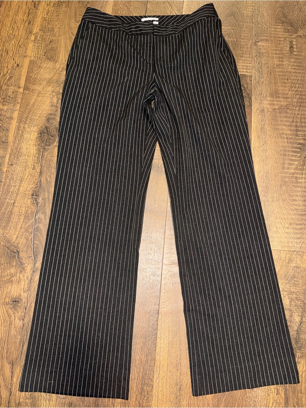 Halogen Black Pinstripe Straight-Leg Trousers